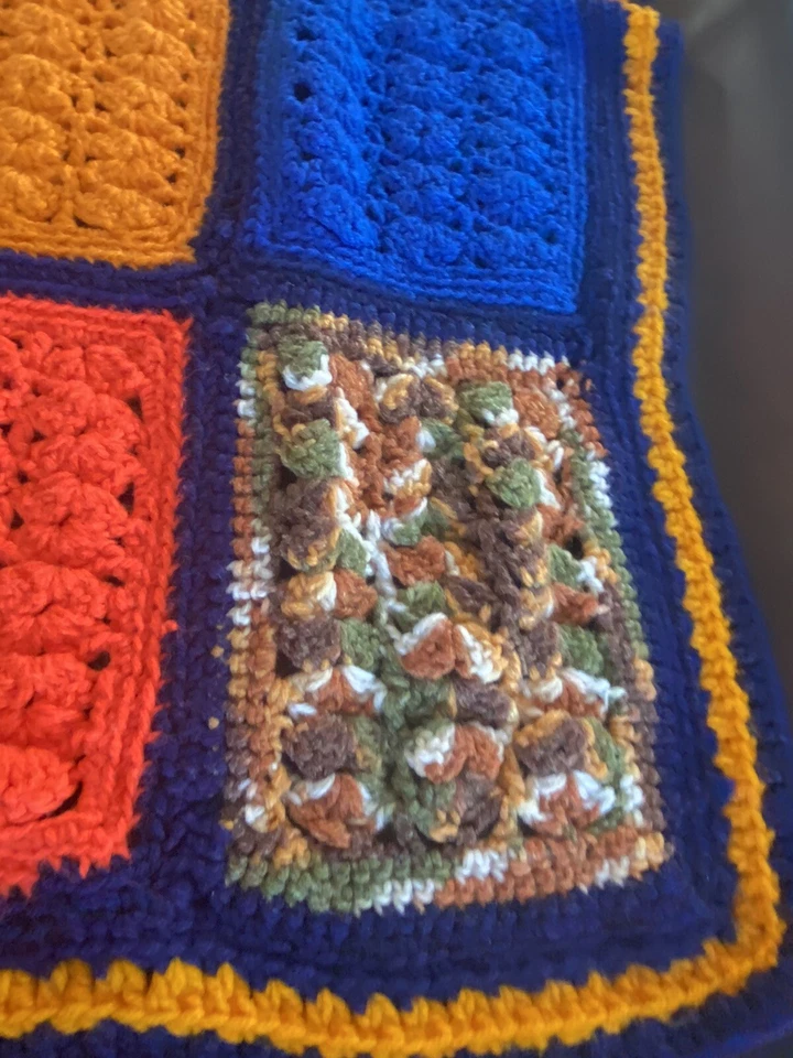 Knitted Multicolor Patchwork Granny Squares Blanket Throw Handmade - Image 4 of 4