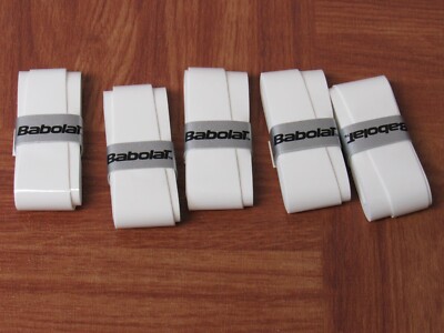 Babolat Pro Tour Tennis Overgrip White Color, 5 Rolls of Grips No retail package