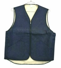 Vintage NOS Key Imperial 1980's Sherpa Lined Sleeveless Denim Full Zip Vest Blue