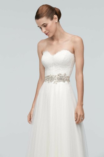 Watters Brides Wedding Dress 8-10 Ivory A-Line Lace Tulle Ribbon Karington 9080B - Picture 4 of 12