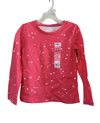 Oshkosh B Gosh Toddler Girls Originals Heart Print Tee T-Shirt Size 5T $14