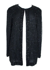 Vintage 1980s Stenay Evening Jacket Black Beaded Silk Medium Women