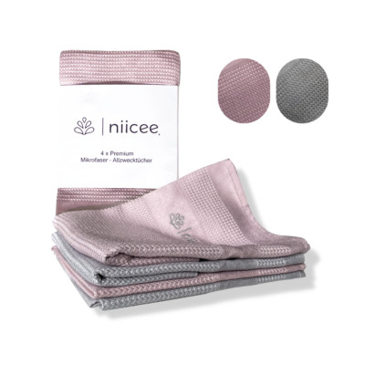 niicee Premium Mikrofasertücher Auto 4er Set 40x60&40x40 streifenfrei fusselfrei