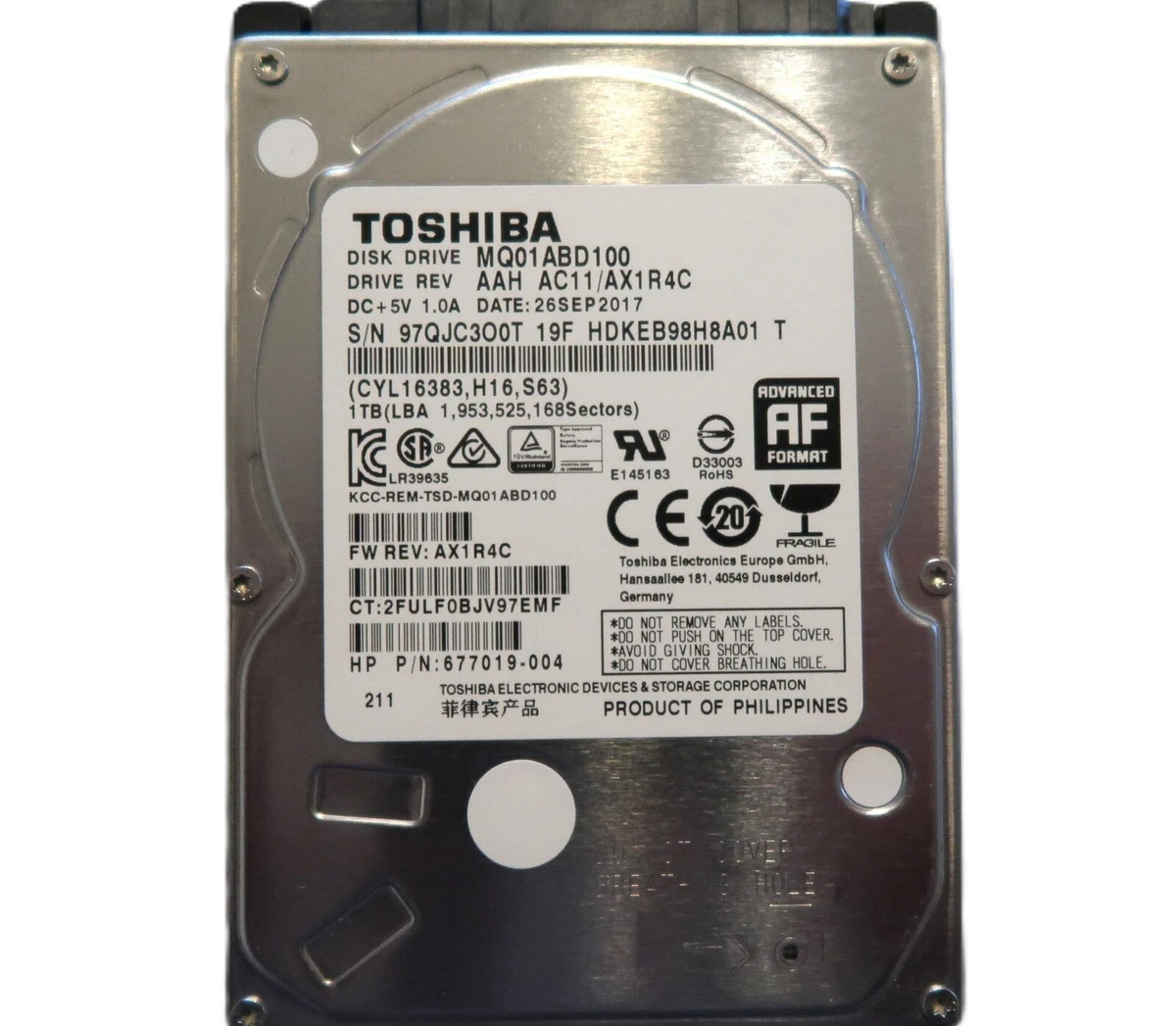 Toshiba MQ01ABD100 1000GB interne harde schijf (6,4 cm (2,5 inch), 5400rpm, 8MB cache, SATA) : Toshiba Toshiba MQ01ABD100 1000GB interne harde schijf (6,4 cm (2,5 inch), 5400rpm, 8MB cache, SATA) : Toshiba
