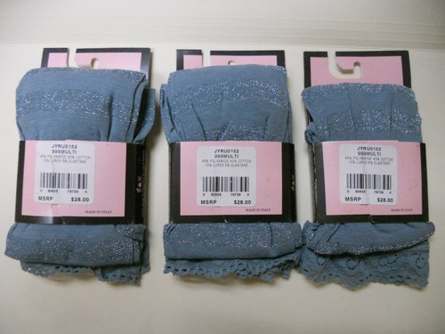 NWT 6 pairs GIRLS JUICY COUTURE gray METALLIC STRIPE TIGHTS - LARGE L - Picture 2 of 4