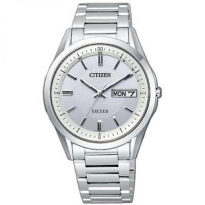 Citizen Exceed AT6030-60A Eco-Drive Analog Solar Watch Men Titanium Silver