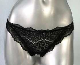 Victoria's Secret Cheeky Panty Dream Angels Lace Open Black Velvet Bow S M L XL