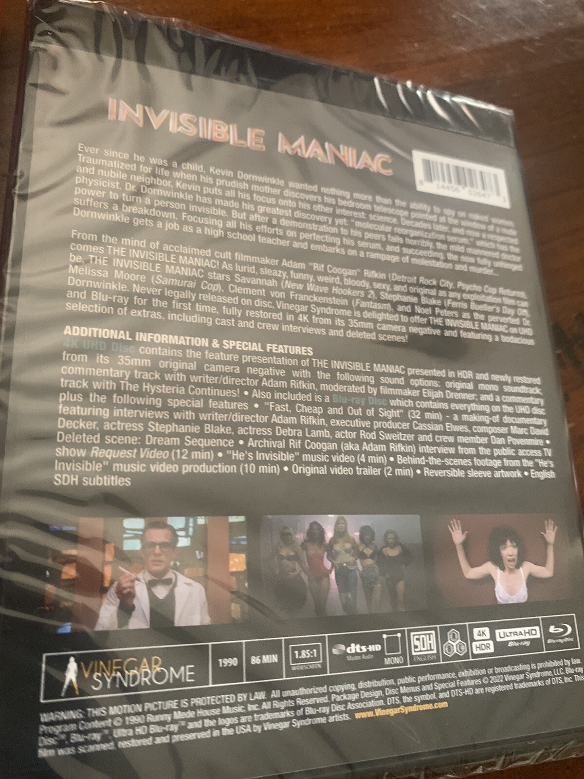 Invisible Maniac (4K UHD & Bluray) Vinegar Syndrome Slipcover New