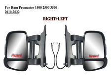 Pair Right+Left Side Power Long Arm Extended Door Mirror for 10-24 RAM Promaster