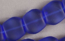 'Sea' Beach Glass 17x18m Wavy Square Cobalt Blue Beads 2 x 8" Strands