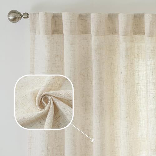 DriftAway Linen Curtains 96 Inches Long for Living Room Semi Sheer 2 Panels F... - Afbeelding 1 van 9