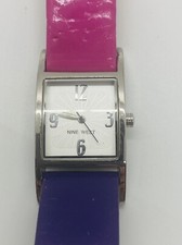 Vintage Womens Nine West Watch Pink Purple 2 Tone Leather Band New Battery