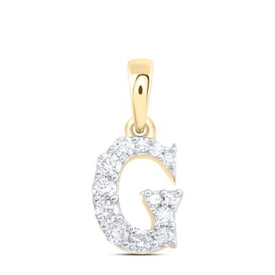 10K Gelbgold Diamant Damen Blockschrift Initiale G Mini Buchstabe Anhänger 1/6 Karat