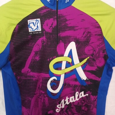 Maillot Cycliste Vintage De Marchi M - Motif Psychédélique, Couleur Lie De Vin, Fabriqué En Italie