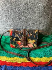 Patricia Nash Brown Multi-Color Floral Italian Leather CC Flap Snap Crossbody