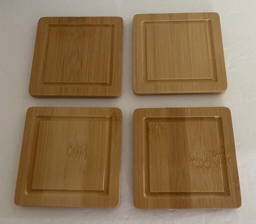 Bamboo Tan Square Coasters - Set of 4