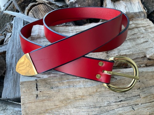 1.5" SCA Squire Ring Belt-RED-Options for Metals & Tips Medieval - Picture 5 of 7