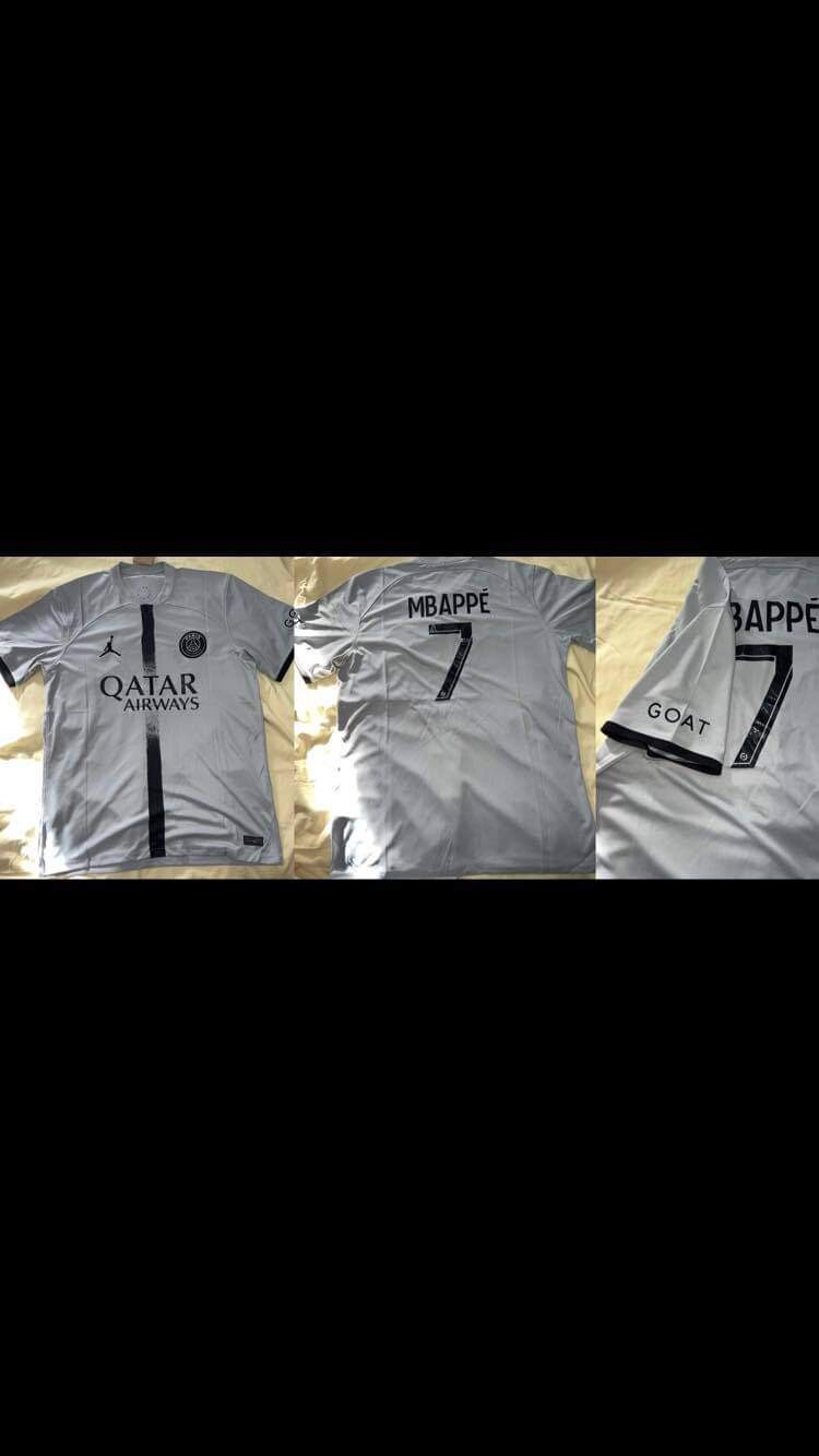 Maillot de foot PSG extérieur 2022/2023 Mbappé 7 vêtement sport gris XXL
