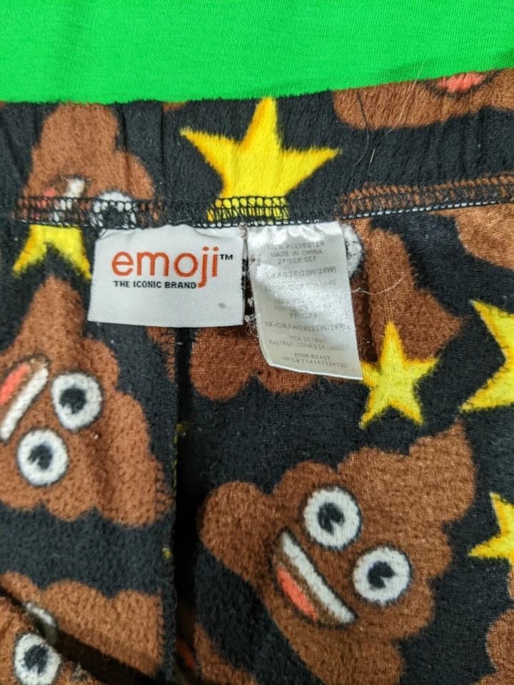 Pantalones para dormir de punto de caca negra marca Emoji para hombre pantalones de salón pantalones de pijama (42 pulgadas) Foto 3 de 4