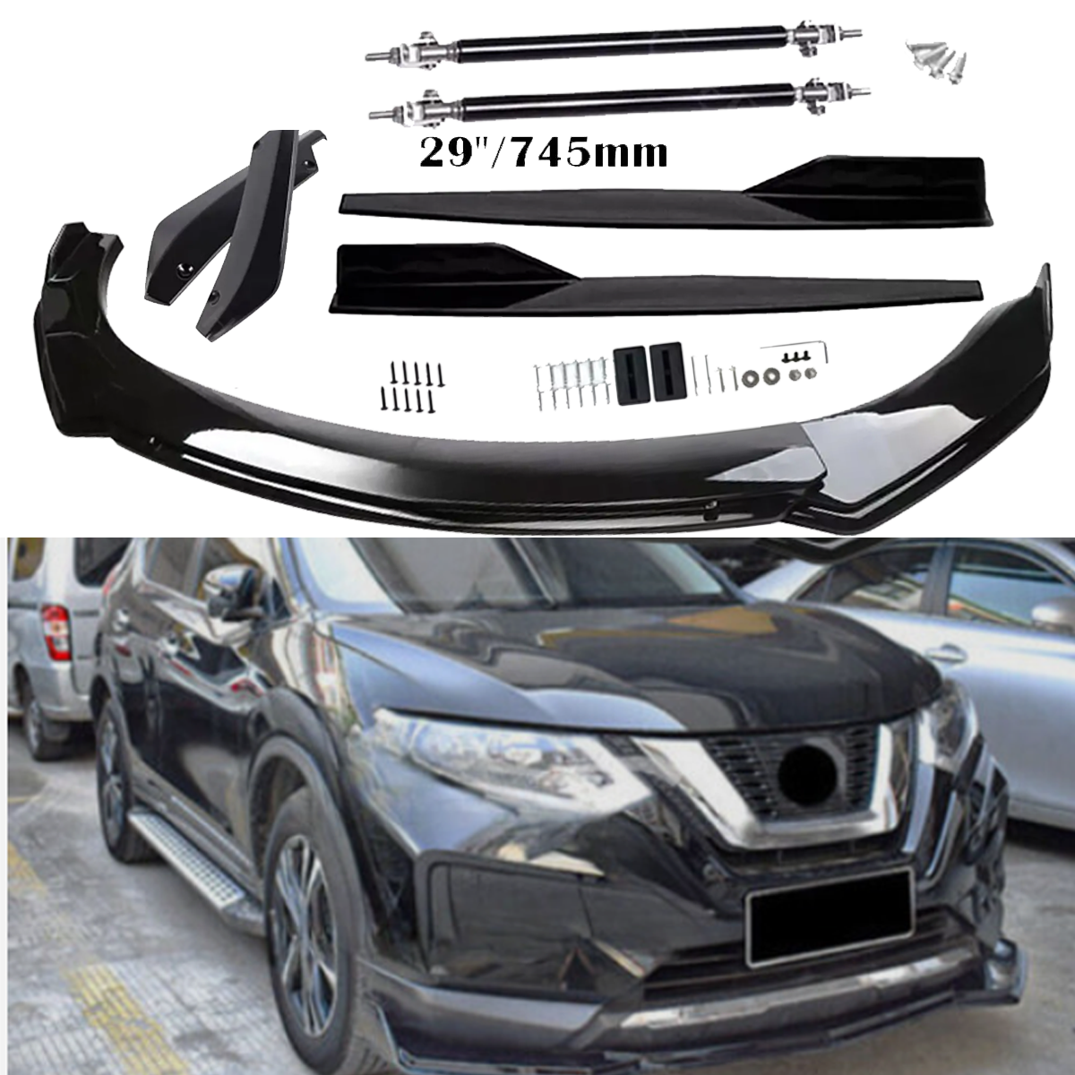 Nissan Rogue Q Front Rear Bumper Lip Spoiler Splitter Side Skirt Body Kit