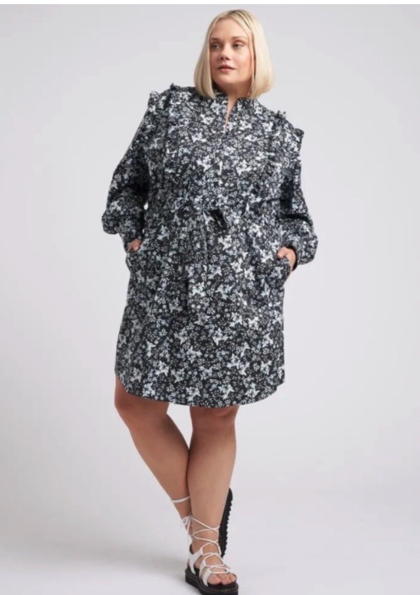 erdem shirt dress ERDEM Women's Floral Tiered Midi Shirt Dress Size 6 / 2