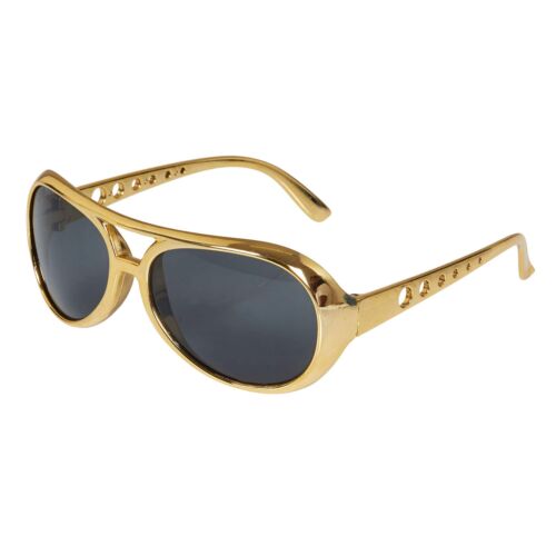 ROCK STAR SUNGLASSES. GOLD - FANCY DRESS (UK IMPORT) Costume Accs NEW - Picture 1 of 2