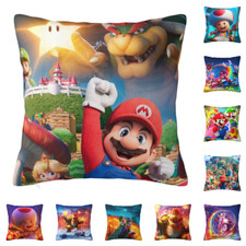 Funda de almohada cuadrada de terciopelo suave para sofá Super Mario Bros 16-26""