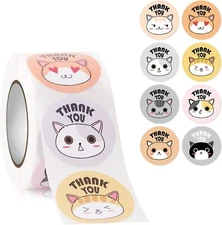 40 CAT THANK YOU STICKERS ENVELOPE SEALS LABELS STICKERS 1" ROUND FAST SHIPPING