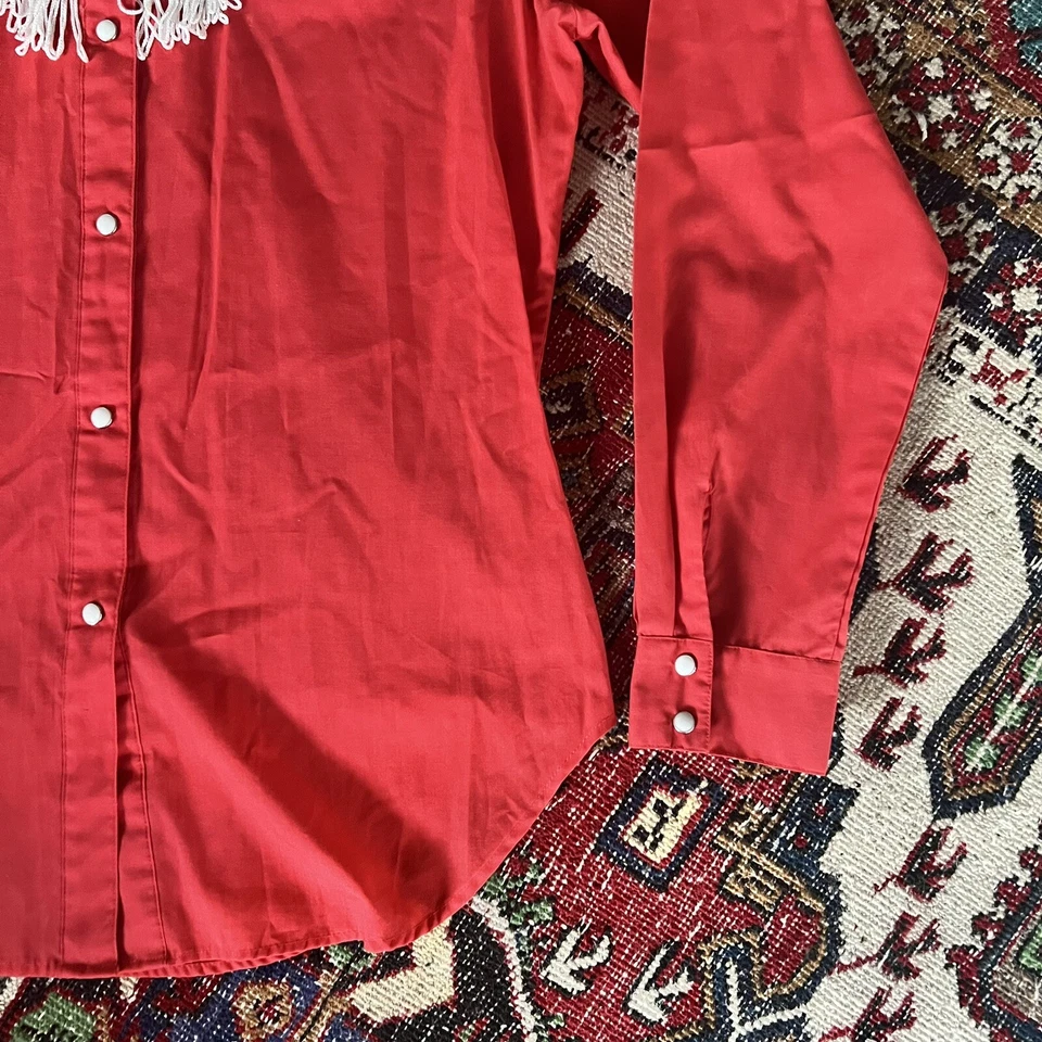 Blusa Camisa Occidental Vintage Años 70 Levis Flecos Mujeres Perla Botón Años 70 Foto 3 de 4