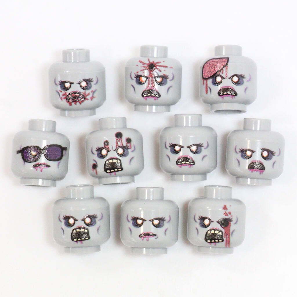 Custom Zombie Minifigure Parts -Printed On Real Lego Minifigure