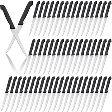 Therwen 100 Pieces Serrated Edge Pointed Tip Steak Knives Stainless Steel Ste...