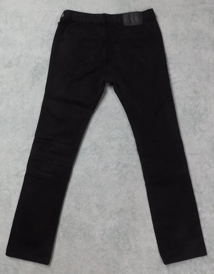 Jeans jeans masculino R & D desgastado preto motociclista 30x30,5 zíperes - Imagem 2 de 4