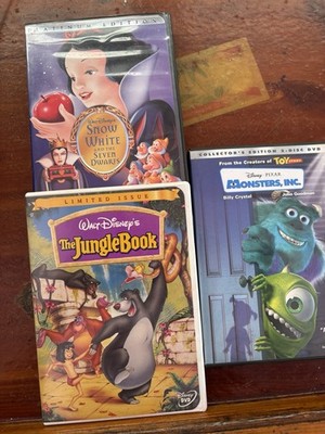 Lot Of 3 Disney DVDs Snow White Jungle Book Monsters Inc