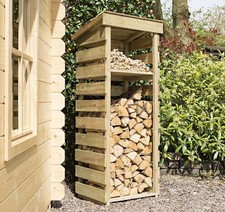 Narrow Log Store Slim Outdoor Fire Wood Storage Garden Wooden Quality 