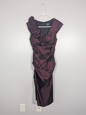 Xscape Dress 4 Rouched Maroon Cocktail Formal Vamp Rosette