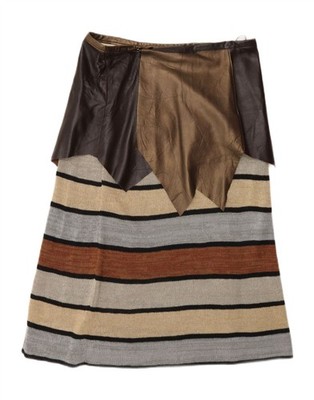 Vintage Damen High Waist A-Linien Rock W30 mittelbraun gestreift AU11