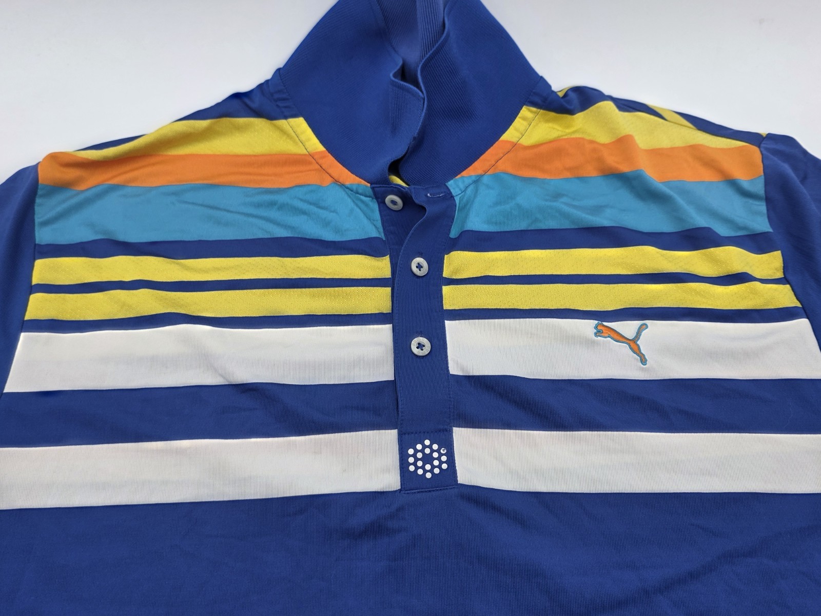 Puma Large Polo Striped Multicolor Sport Lifestyle Colorblock Golf Performance thumbnail 8