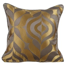 Gold & Grey Decorative Throw Pillow Cover, 16"x16" Silk Cushion-Grey Gold Luxury