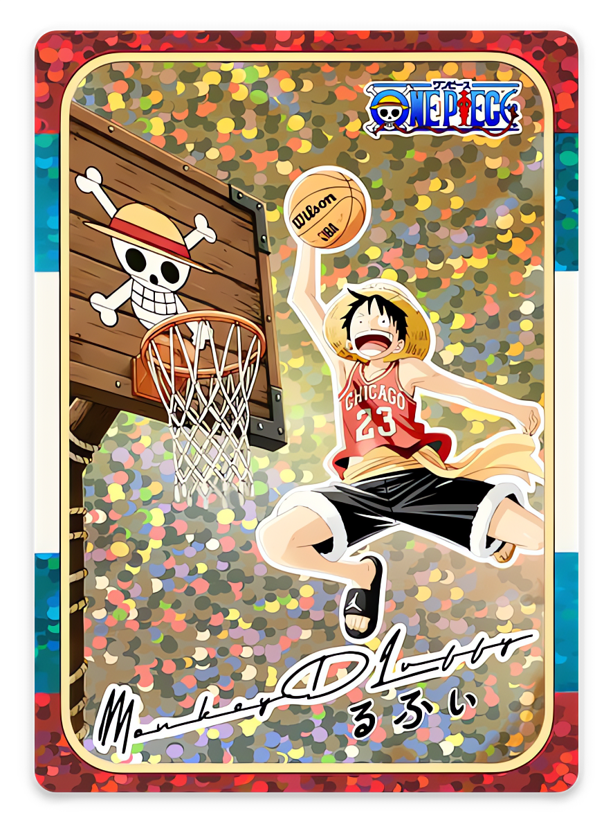 Luffy Rookie MONKEY D LUFFY Michael Jordan Rookie Foil Sparks Custom ART Sticker RC ...
