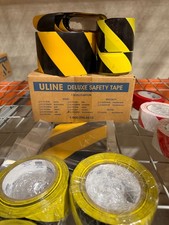 NEW Uline S-19125Y Mighty Line Deluxe Safety Tape - 4" x 100' Yellow