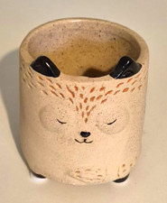 Small Hand Painted Ceramic Hedgehog Plant Pot Beige/Black 2.5" by 2 5"