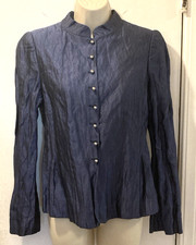 Armani Collezioni 6 42 Deep Blue lined silk Jacket Blazer Italy 25/549-1