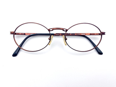 Rare Vintage 1990s Carrera Round Metal Burgundy Eyeglasses Deadstock - Italy