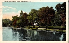 Vintage Lake Along Rumson Road Sea Bright NJ Postcard 1935