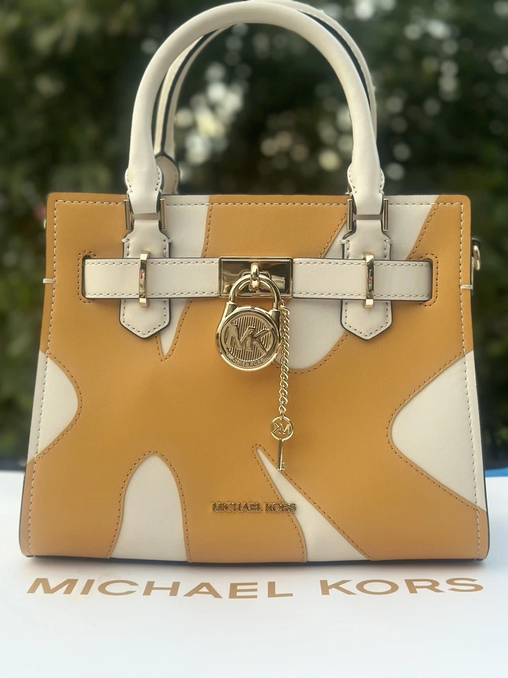 Cartera Michael Kors Pequeña Hamilton Cartera Parche Trabajo Varilla Dorada Mujer Bandolera Foto 3 de 4