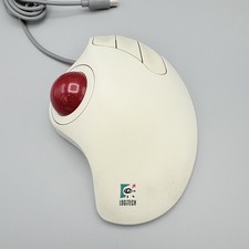 Logitech TrackMan Marble T-CH11 Vintage Trackball Mouse Wired Red Ball