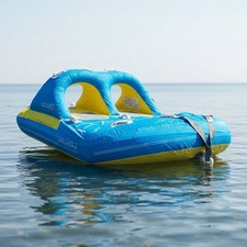 1-4 Person Towable Tube for Boat Jet Ski Inflatable Raft w/ Pump, Rope 510lb Cap