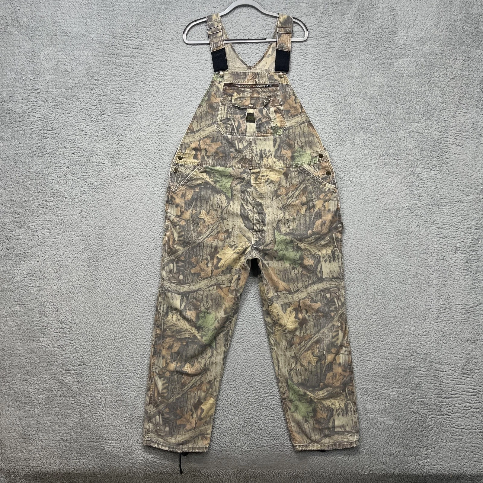 Liberty Bib Overalls Mens 44x30 Brown Camo Canvas Relaxed Work Advantage Timber