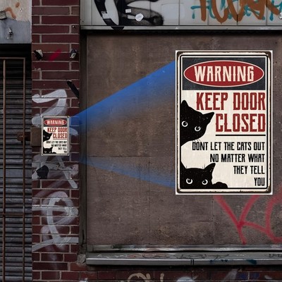 Humorous 'Keep Door Closed, Don't Let The Cats Out' Tin Metal Signs Home Décor