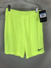 Nike Dry Fit League Knit II Youth Soccer Shorts Size Medium Yellow 23-25 Waist